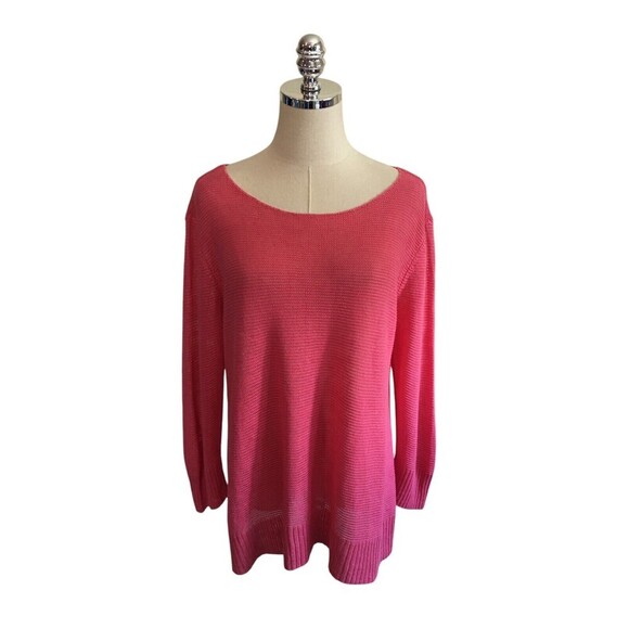 Eileen Fisher Sweater Women's Size Large Pink 100% Linen Long Sleeve Stretch - Picture 1 of 7